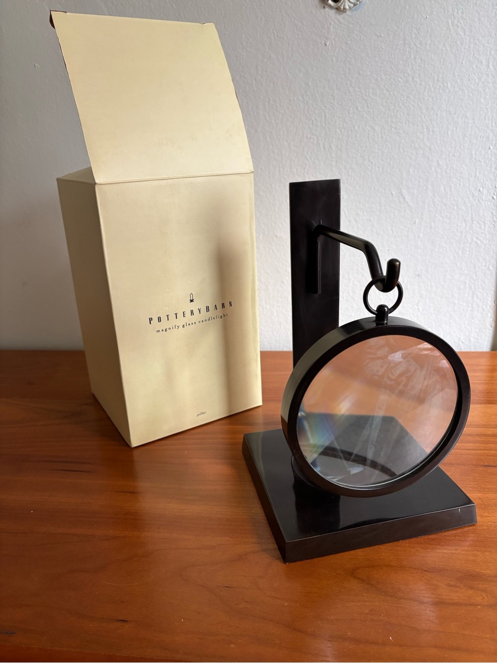Pottery Barn Vintage Magnifying Glass Candlelight with Box